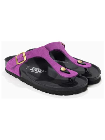 Sunbay Leren teenslippers "Camelia" paars