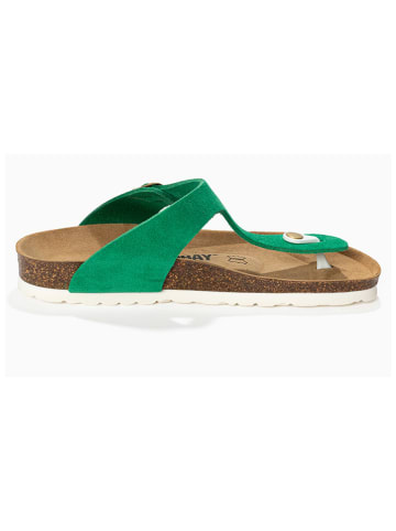 Sunbay Leren teenslippers "Camelia" groen