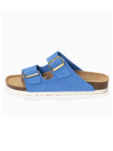 Sunbay Leren slippers "Trefle" lichtblauw