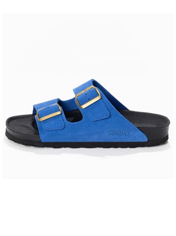 Sunbay Leren slippers "Trefle" blauw