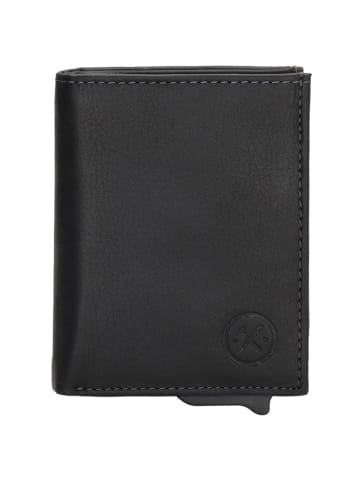 HIDE & STITCHES Leder-Geldbörse in Schwarz - (B)18 x (H)11 x (T)5 cm