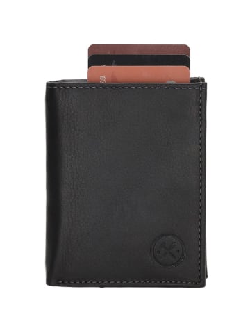 HIDE & STITCHES Leder-Geldbörse in Schwarz - (B)18 x (H)11 x (T)5 cm