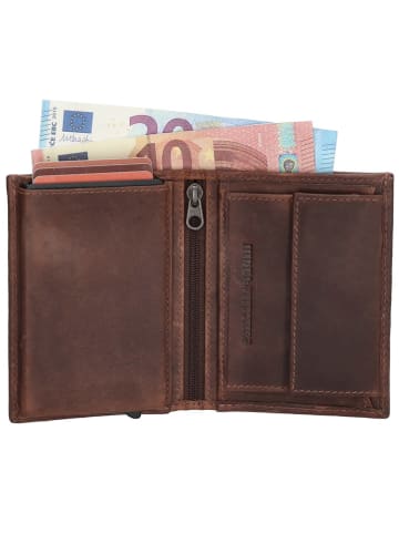 HIDE & STITCHES Leder-Geldbörse in Braun - (B)18 x (H)11 x (T)5 cm