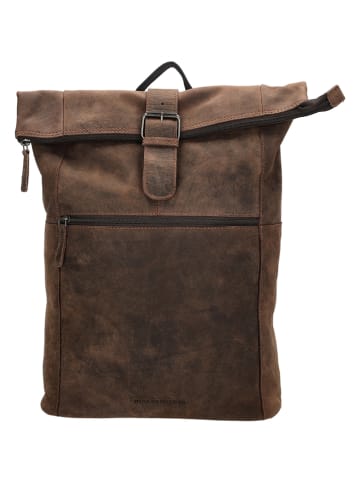 HIDE & STITCHES Skórzany plecak "Idaho" w kolorze brązowym - 36 x 41 x 13 cm