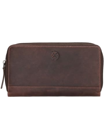 HIDE & STITCHES Leder-Geldbörse in Braun - (B)19 x (H)10 x (T)2 cm