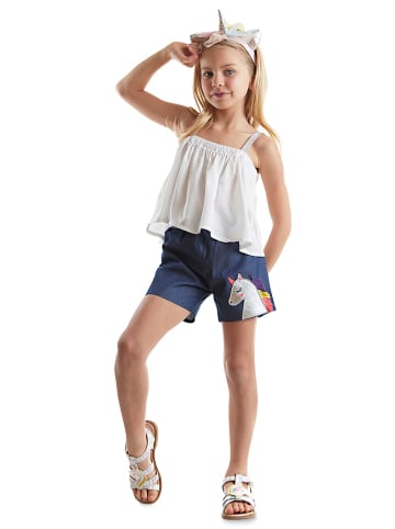 Denokids 2-delige outfit "Chic Unicorn" wit/donkerblauw
