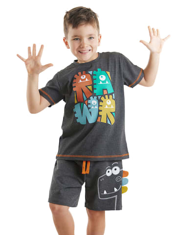 Denokids 2-delige outfit "Rawr Dino" grijs