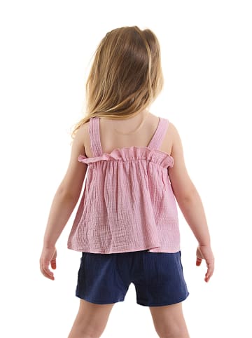 Denokids 2-delige outfit "Frilled Muslin" lichtroze/donkerblauw