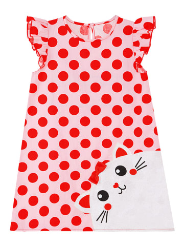 Denokids Sukienka "Shiny Cat" w kolorze jasnoróżowo-czerwonym