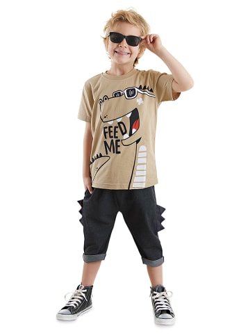 Denokids 2tlg. Outfit "Hungry Dino" in Beige/ Anthrazit