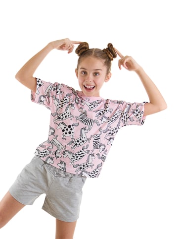 Denokids 2-częściowy zestaw "Unicorn Gang" w kolorze jasnoróżowo-szarym