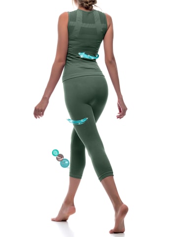 Anaissa Legginsy sportowe modelujące "Namasté" w kolorze khaki
