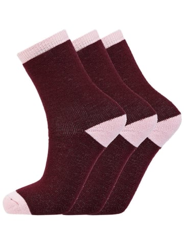 Zigzag 3er-Set: Socken in Bordeaux/ Rosa