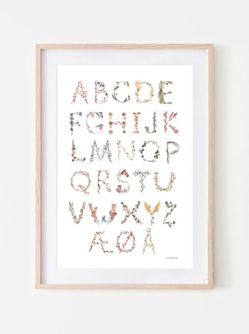 mushie Druk artystyczny "Alphabet Danish" w kolorze białym ze wzorem - 29,7 x 42 cm