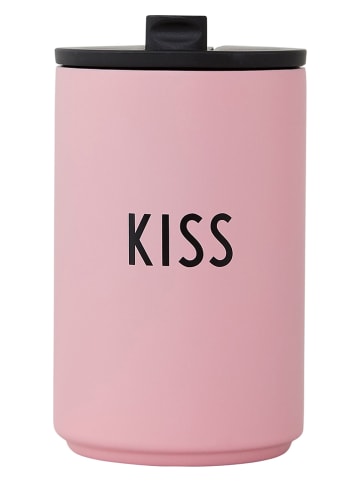 Design Letters Kubek termiczny "Kiss" w kolorze jasnoróżowym - 350 ml