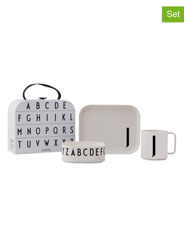 Design Letters 4-delige kinderserviesset "Classics in a suitcase" wit