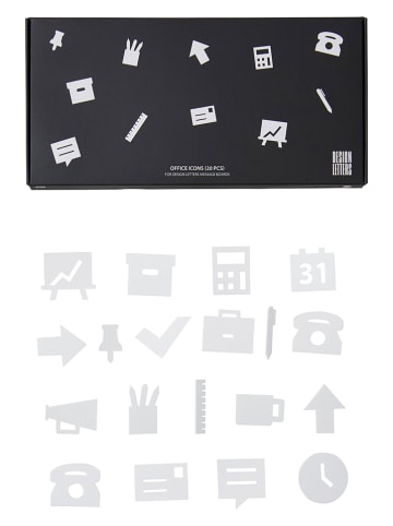 Design Letters Message-Board-Symbole "Office Icons" in Weiß