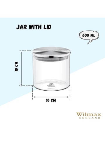 Wilmax Voorraadglas transparant/zilverkleurig - 600 ml