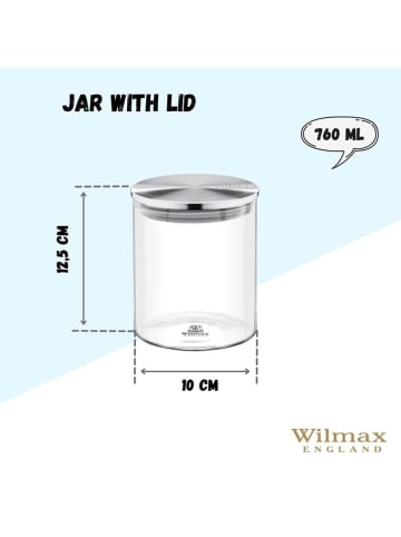 Wilmax Vorratsglas in Transparent/ Silber - 760 ml