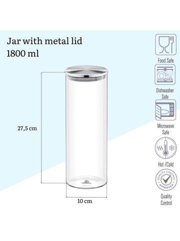 Wilmax Voorraadglas transparant/zilverkleurig - 1,8 l
