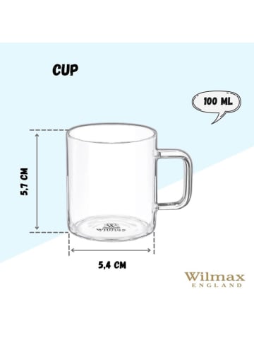 Wilmax 6-delige set: glazen transparant - 100 ml