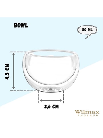 Wilmax 6-delige set: glazen transparant - 80 ml