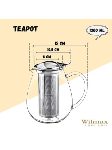 Wilmax Teekanne in Transparent - 1,3 l