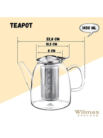 Wilmax Teekanne in Transparent - 1,45 l