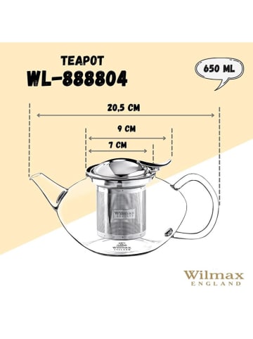 Wilmax Teekanne in Transparent - 650 ml