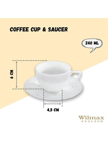 Wilmax 6er-Set: Kaffeetassen in Weiß - 240 ml
