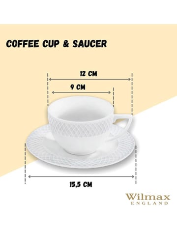 Wilmax 6-delige set: koffiekoppen wit - 240 ml
