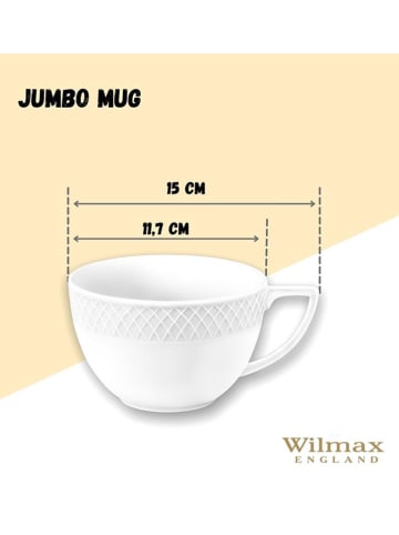 Wilmax 2-delige set: koffiekoppen wit - 500 ml