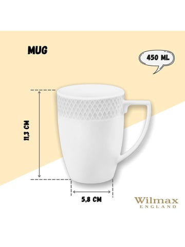 Wilmax 2-delige set: mokken wit - 450 ml
