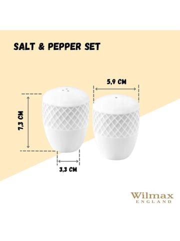Wilmax 2-delige set: zout- & peperstrooier wit - (H)7,5 cm