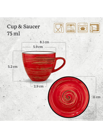 Wilmax Filiżanka w kolorze czerwonym do espresso - 75 ml