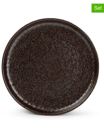 Salt and Pepper 4er-Set: Dessertteller "Tabo" in Braun - Ø 22 cm