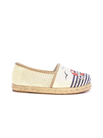 Goby Espadryle w kolorze kremowo-granatowym