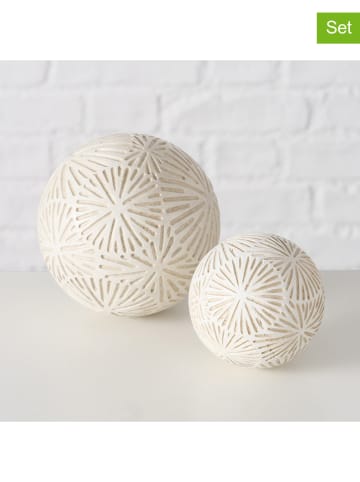 Boltze 2-delige set: decoratieve ballen "Yvette" beige
