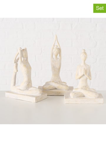 Boltze 3-delige set: decoratieve figuren "Yoga" wit - (H)24 cm
