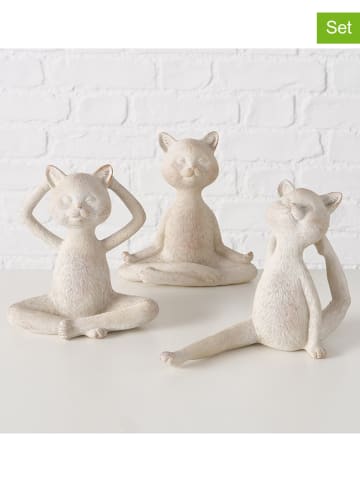 Boltze 3-delige set: decoratieve figuren "Yoga" beige - (H)15 cm