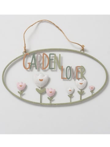 Boltze 2-delige set: decoratieve hangers "Gardenlove" lichtroze/groen - (L)31 cm