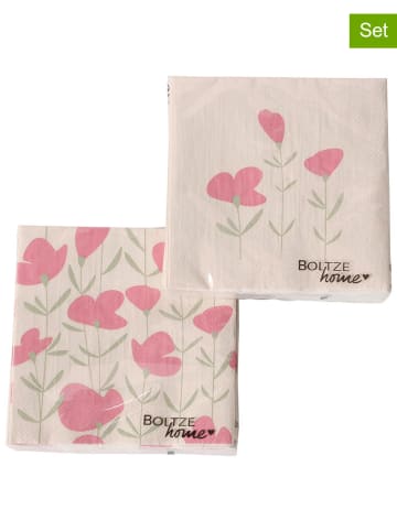 Boltze 2-delige set: servetten "Annabel" beige/lichtroze - 2x 20 stuks