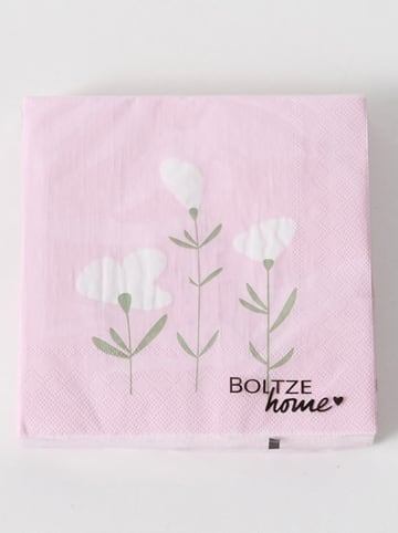 Boltze 2-delige set: servetten "Annabel" lichtroze/wit - 2x 20 stuks