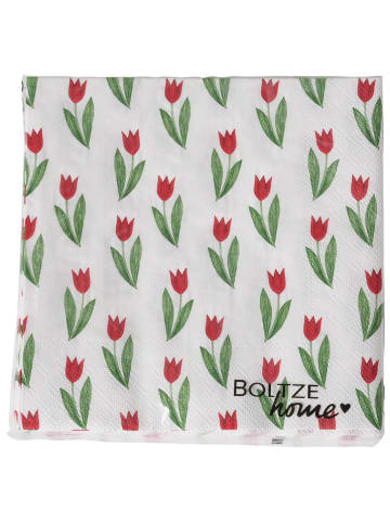 Boltze 2-delige set: servetten "Danique" wit/groen/lichtroze - 2x 20 stuks