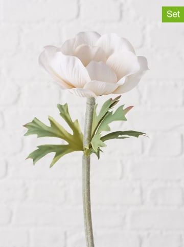 Boltze 3-delige set: decoratieve bloemen "Anemone" paars/groen - (H)7 cm