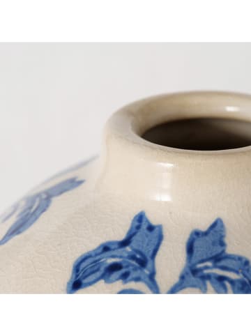 Boltze Vase "Martha" in Creme/ Blau - (H)20 cm