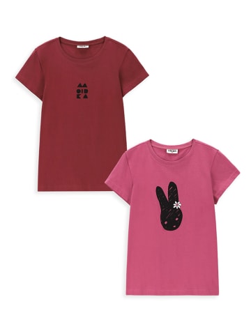 MOKIDA 2-delige set: shirts rood/roze
