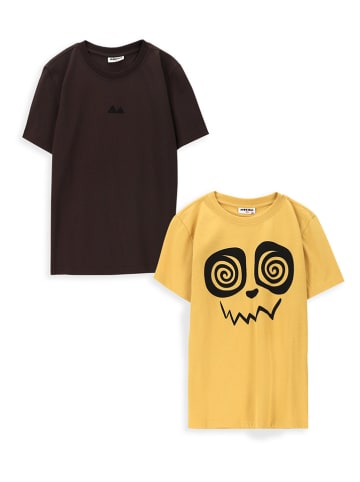 MOKIDA 2-delige set: shirts bruin/geel