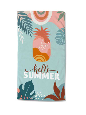 Good Morning Ręcznik plażowy "Hello summer" w kolorze błękitno-pomarańczowym