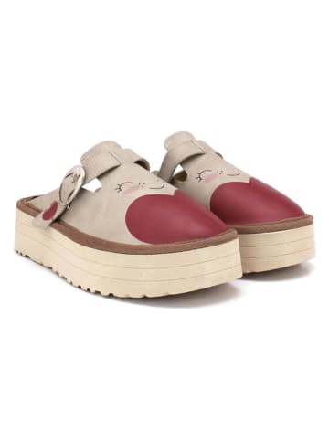 Calceo Clogs beige/rood